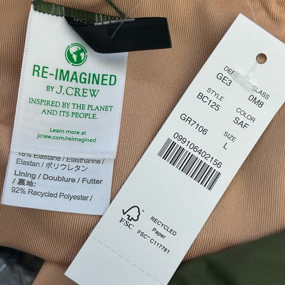 J. Crew Mid-Rise High Cut Leg Cheeky Bikini Swim Bottom Green Saffron BC125 NWT - Picture 7 of 12